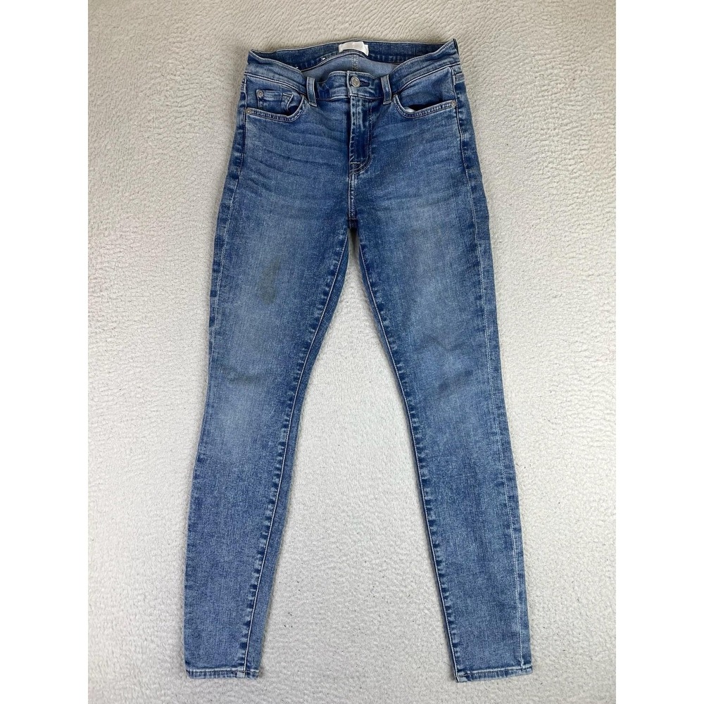 7 For All Mankind The Skinny Jeans Womens 26 Blue Med Low Rise‎ Stretch Denim